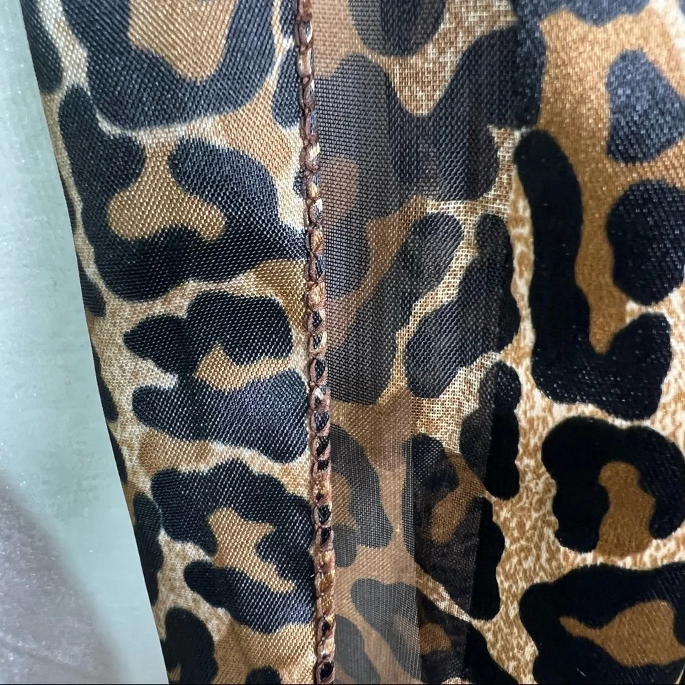 Mixed Animal Print Silky Neck Scarf Brown Black 60”x12.5”